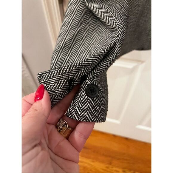 Armani Exchange Black & White Chevron Herringbone Open Front Blazer Jacket sz 6 - Picture 6 of 7